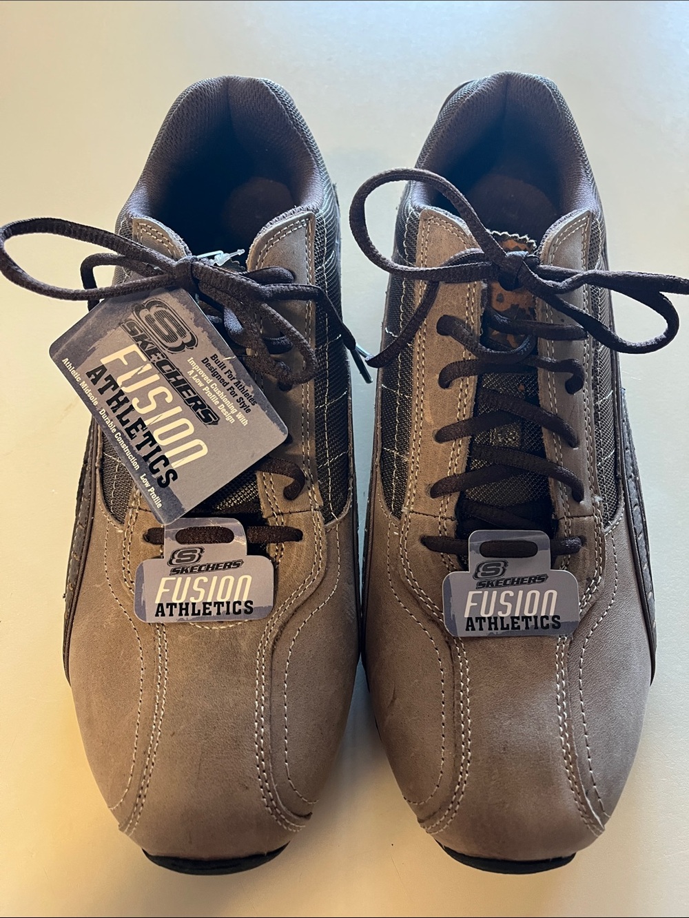 Skechers Fusion Athletics Men's Taupe and Dark Brown Lace-Up Sneakers